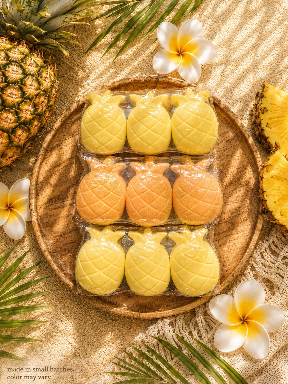 NEW Hand Crafted “Pineapple” Mini Bar Soaps With Clean Ingredients (Pack of 3) - Picture 2 of 2